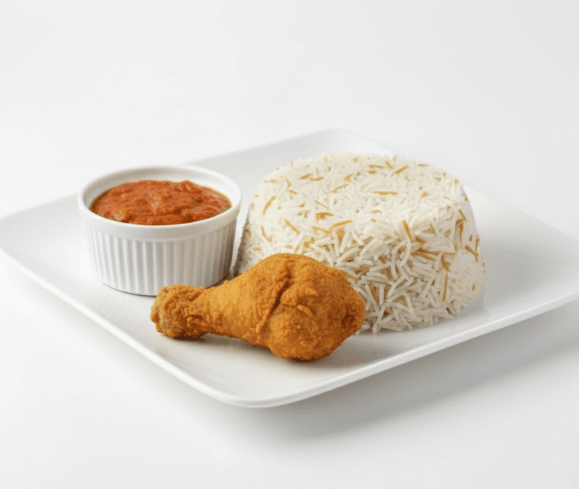 Grilled Chicken and Ghanian tomato gravy served with Vermicillin Rice
